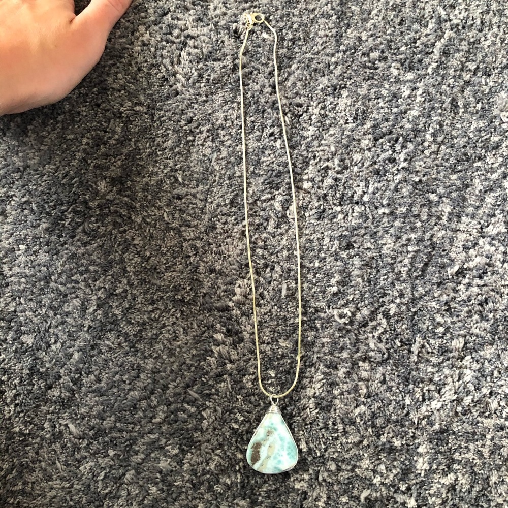 16” silver chain with turquoise pendent